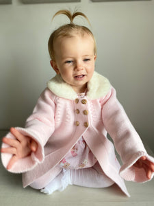 Knitted Cardigan with Bonnet in Pink