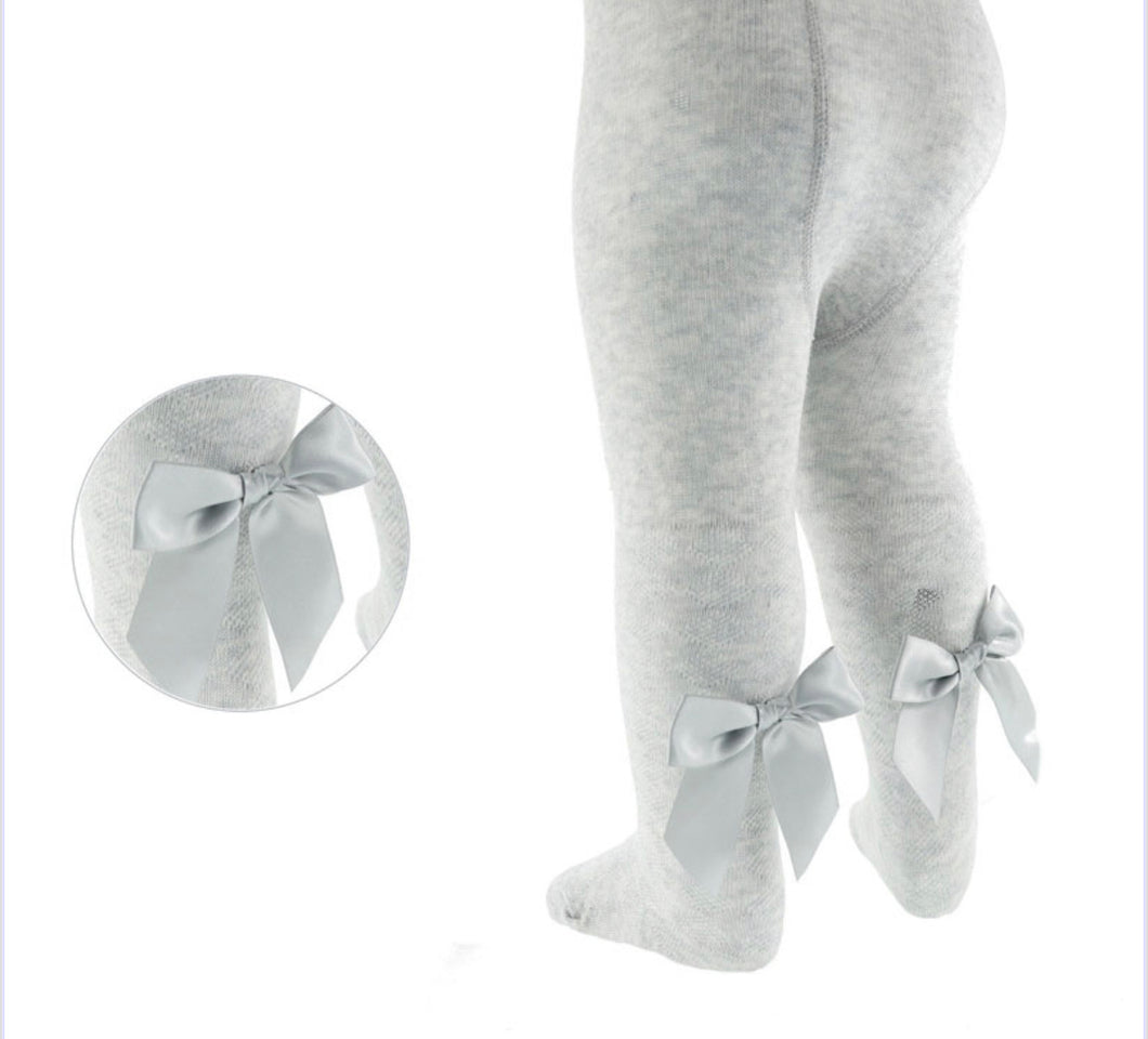 Grey Back Bow Tights