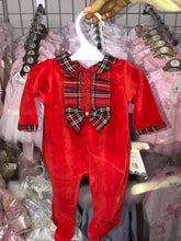 Load image into Gallery viewer, Tartan Velour Sleepsuit
