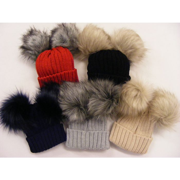 Grey Kinder Pom Hat