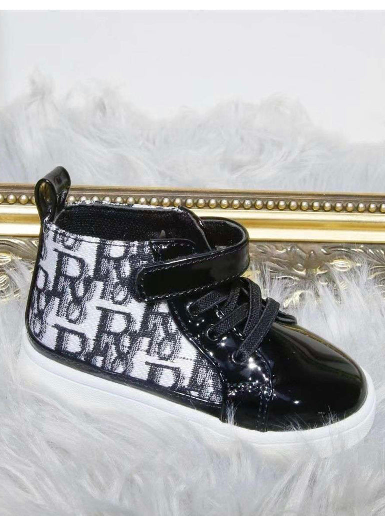 Black Patent Infant Girls Trainers Shoe