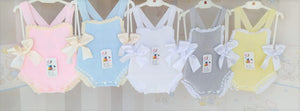 Baby Girls Grey Spanish Knitted Romper with Bows
