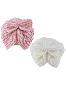 Bow Turban Knit Hat - IVORY