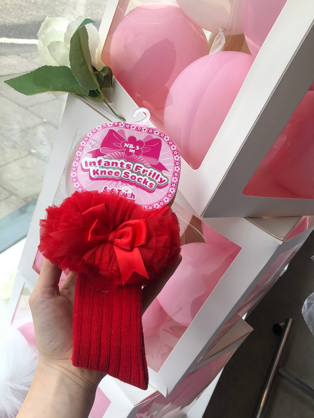 Red Frill Knee High Socks