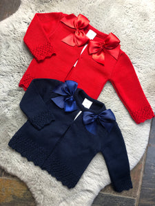 Red Double Bow Cardigan (3m-36m)