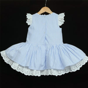 Blue Puff Ball Dress Drop Waist