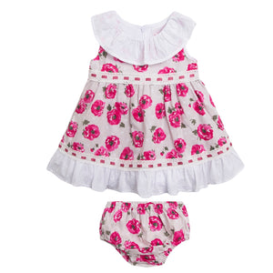H/Pink Rose Spanish Collar Dress Set 6-24M