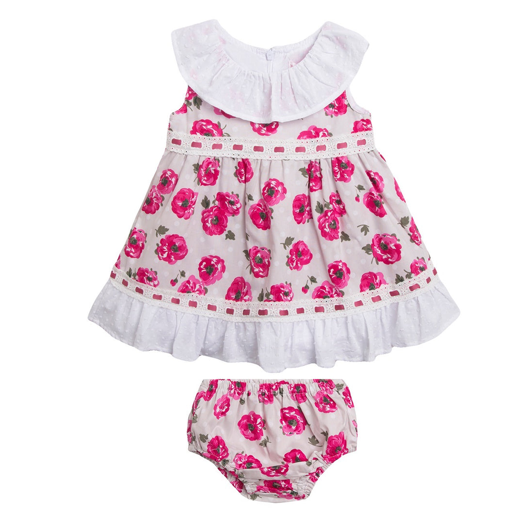 H/Pink Rose Spanish Collar Dress Set 6-24M