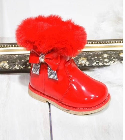 Girls Red Diamonte Boots (UK 3-7)