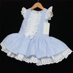 Blue Puff Ball Dress Drop Waist