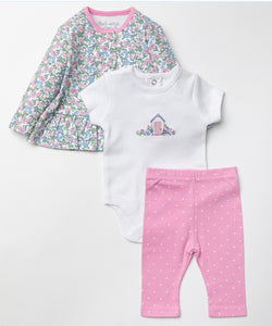 Floral & Polka Dot 3PC Co-ord Outfit Set 0-12M