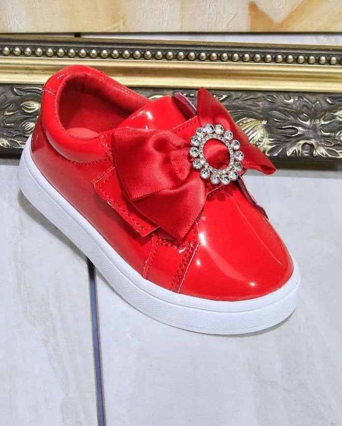 Red Diamonte Infant Girls Trainers Shoe