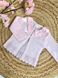 Pink Double Bow Cardigan (3m-36m)