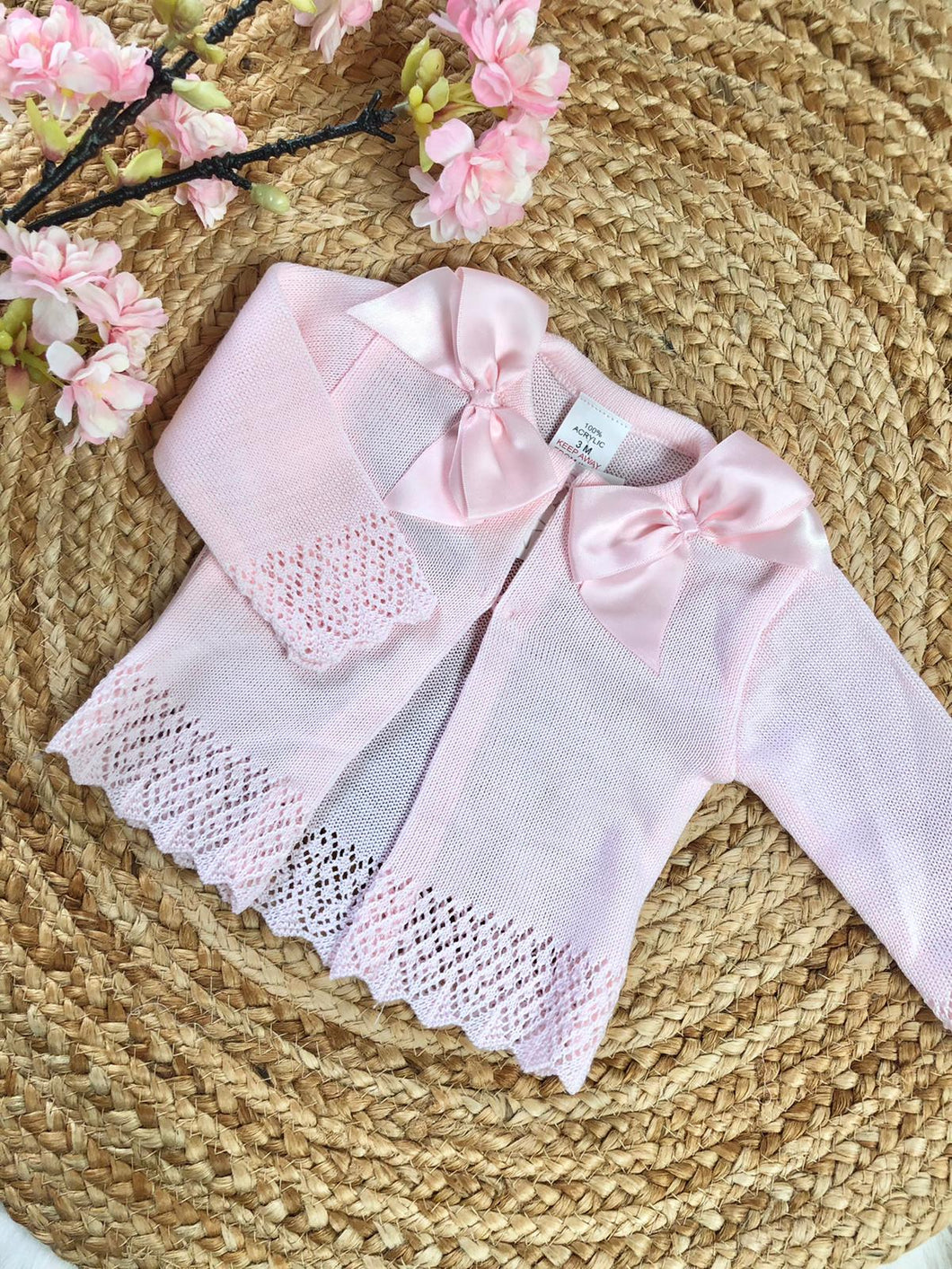 Pink Double Bow Cardigan (3m-36m)