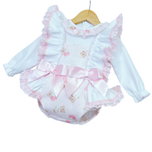 Load image into Gallery viewer, Pink Teddy Bear Frilly Romper with Shirt
