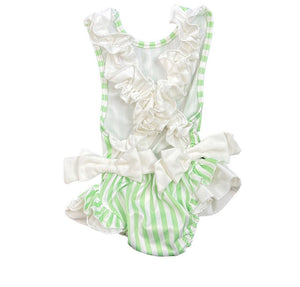 Mint Striped Ruffle Cross Back Swimsuit