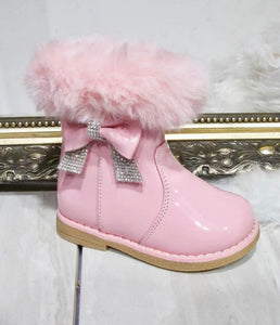 Girls Pink Diamonte Boots (UK 3-7)