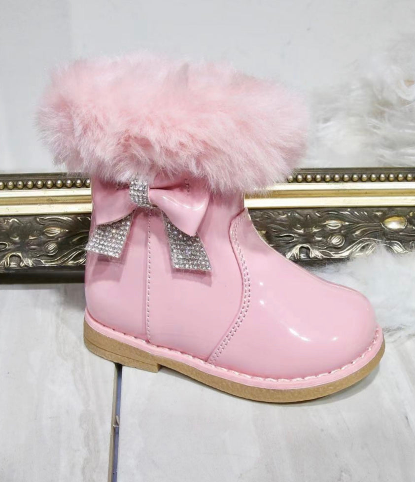Girls Pink Diamonte Boots (UK 3-7)
