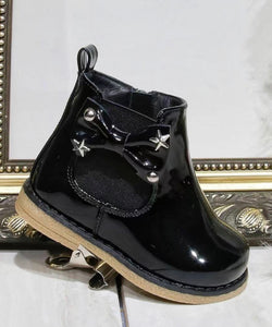 Girls Black Star Ankle Boots (UK 3-7)