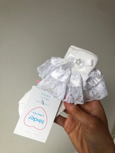 IVORY Diamonte Kinder Boutique Frilly Socks