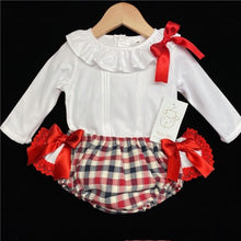 Load image into Gallery viewer, Girls White &amp; Red Jam Pants Set

