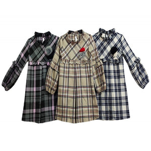 Girls Grey Tartan Dress (4-14y)