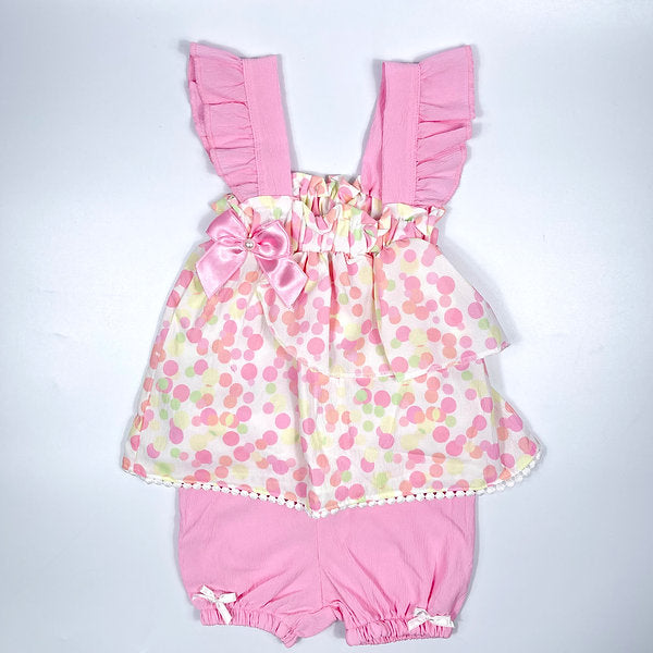 Girls Pink Shorts Two Piece Set