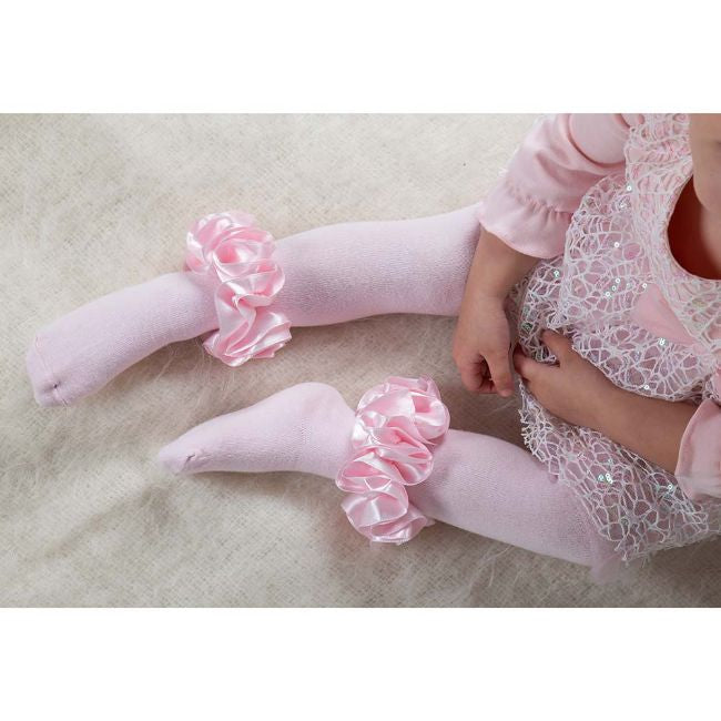 Caramelo Silk Satin Tights - Pink