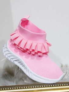 Frilly Sock Trainers Shoe in Pink (UK 6-Junior 1)