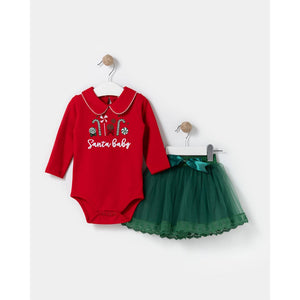 Baby Girls ‘Santa Baby’ Red Babygrow with Tutu Skirt