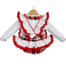 Load image into Gallery viewer, Red Tartan Frilly Romper &amp; Blouse
