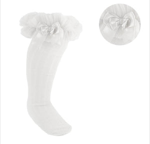 White Infants Frilly Knee Socks