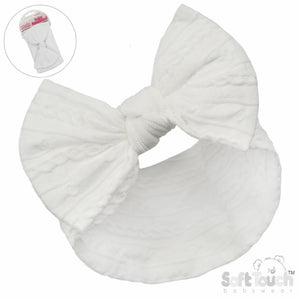 White Cable Bow Headband NB-12M