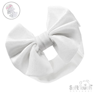 White Velour Bow Headband NB-12M