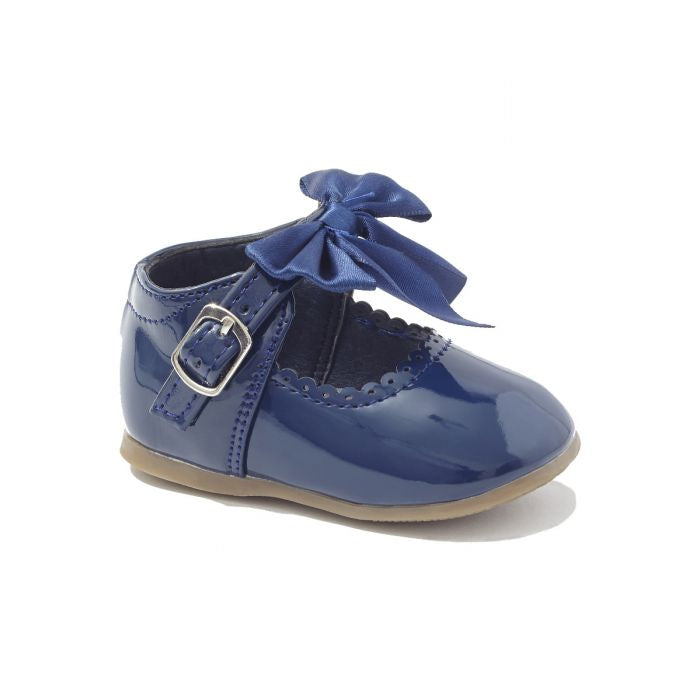 Navy Bow Hard Sole Shoe