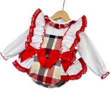 Load image into Gallery viewer, Red Tartan Frilly Romper &amp; Blouse
