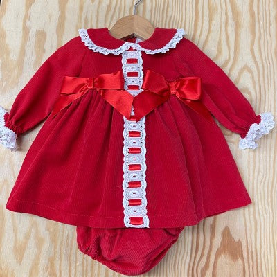Red Velour Puff Ball Dress with Pants