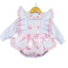 Load image into Gallery viewer, Pink Teddy Bear Frilly Romper with Shirt
