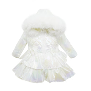 WeeMe White Iridescent Frilly Waterproof Jacket