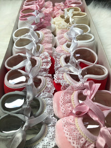 Frilly Velour Newborn Booties