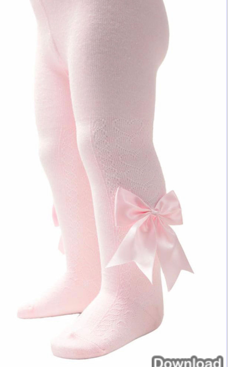 Pink Large Bow Tights