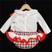 Load image into Gallery viewer, Girls White &amp; Red Jam Pants Set
