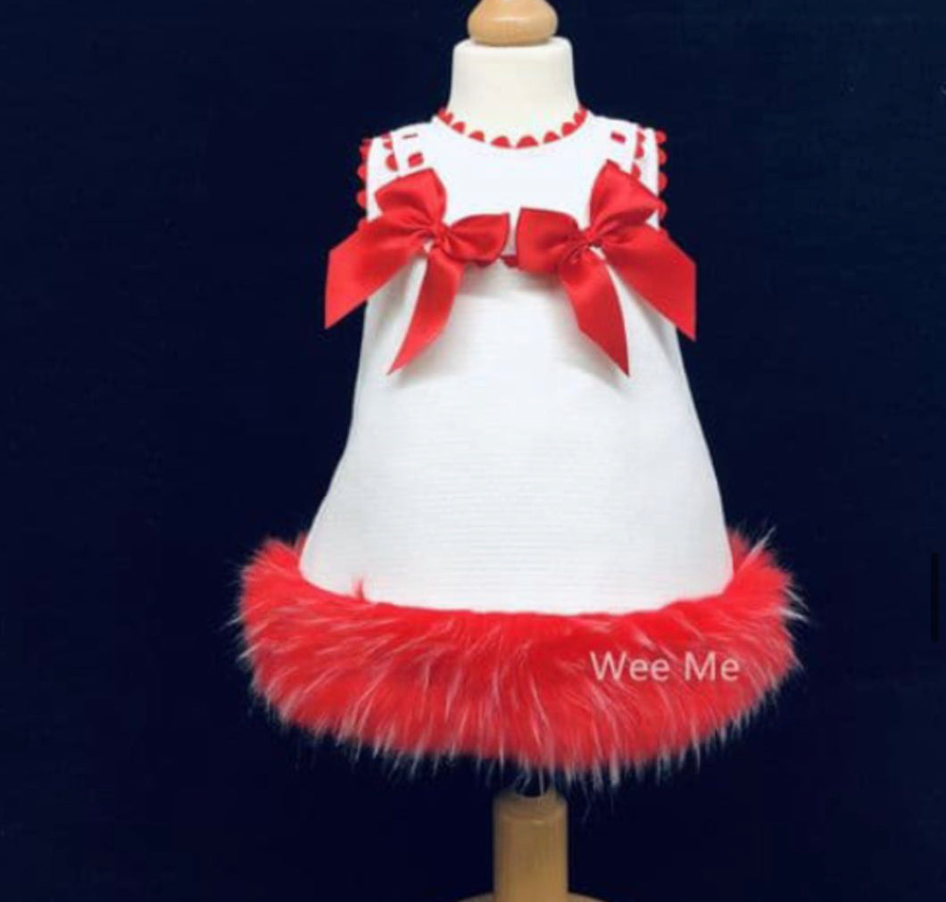 Baby Girls Fur Dress with Bows