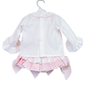 Pink Gingham Big Bow Bloomers & Blouse