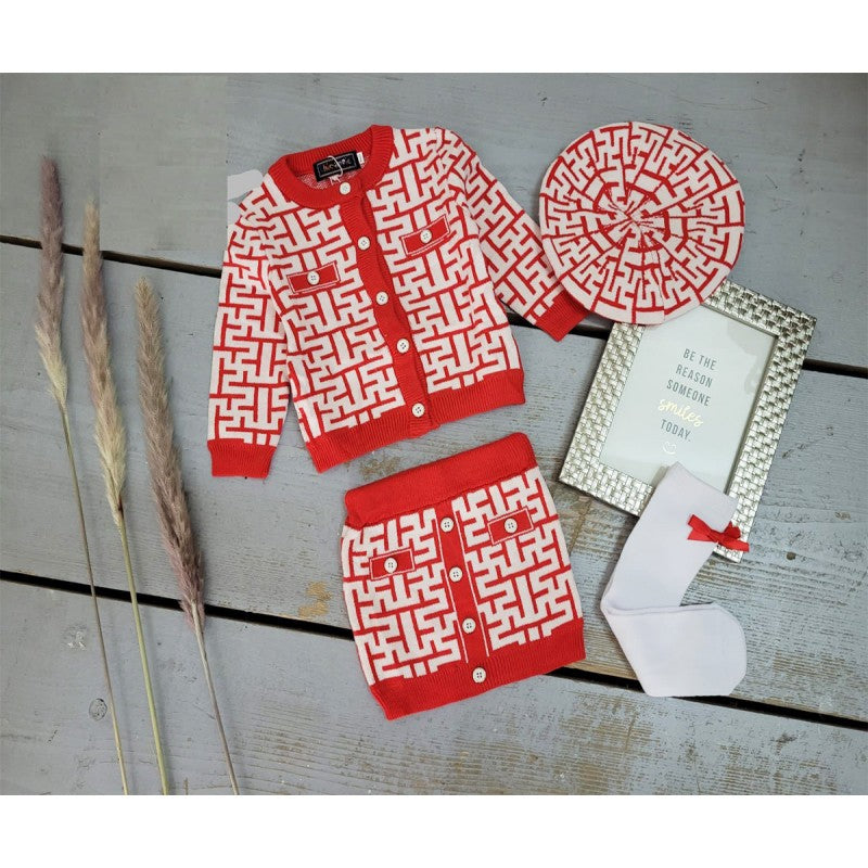 Baby Girls Red Tweed 4pc Set