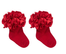 Load image into Gallery viewer, Red Caramelo Silk Ruffle Socks
