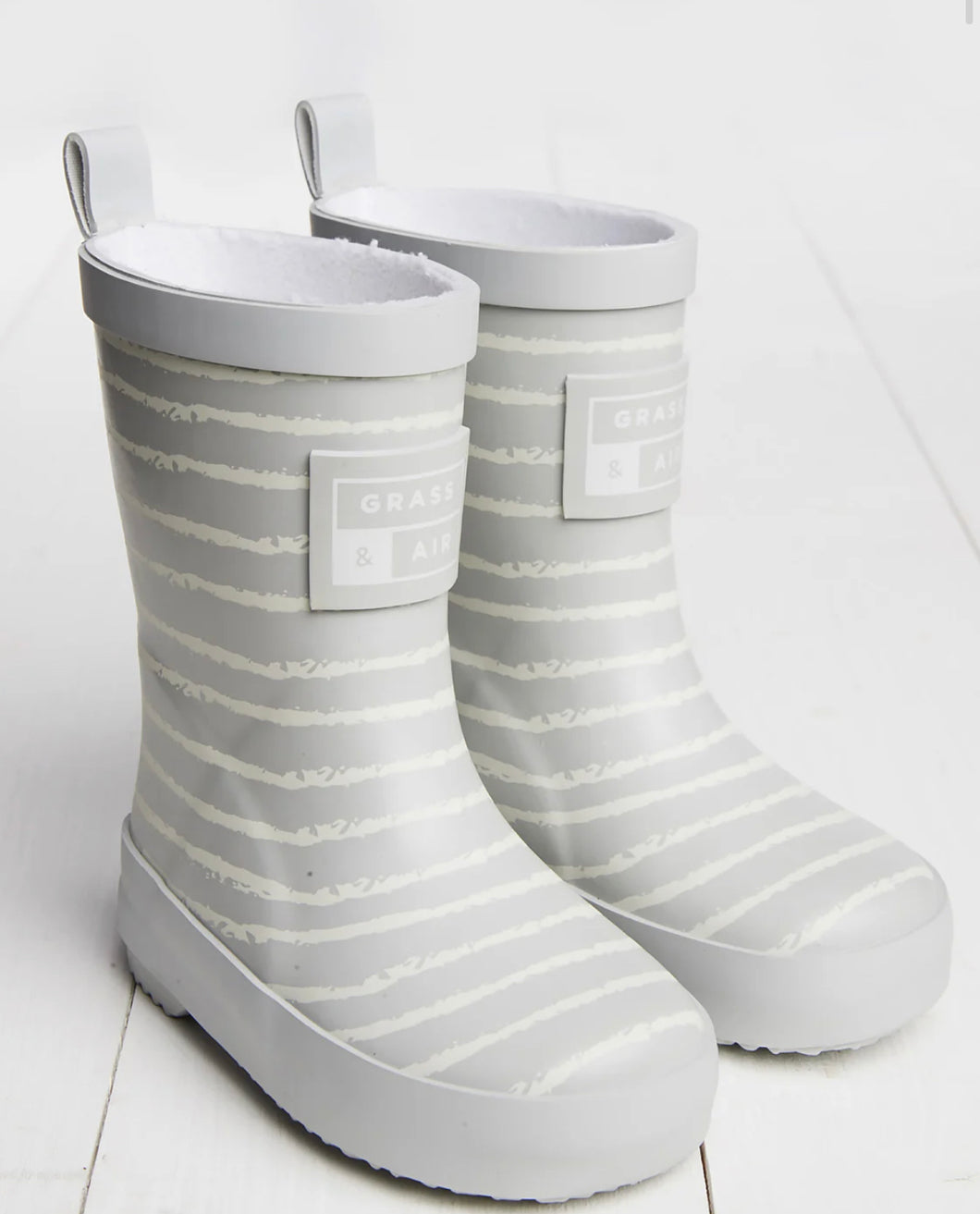 Grass & Air Little Kids Grey Stripe Wellies