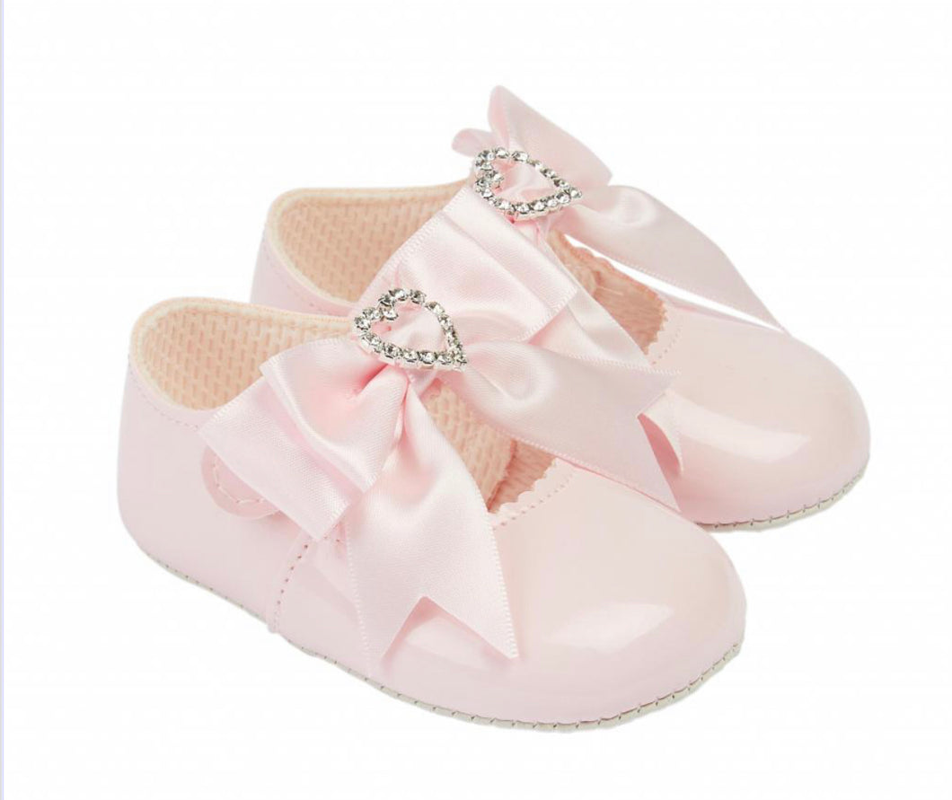 Baby Girls Heart Diamonte Baypods Soft Sole