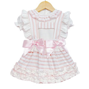 Pink Stripe Frilly Dress with Blouse