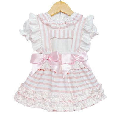 Pink Stripe Frilly Dress with Blouse